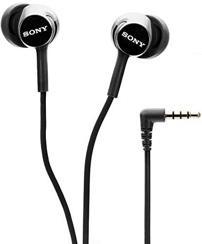 Sony MDR-EX155AP Wired in-Ear Headphones with Tangle Free Cable, 3.5mm Jack, Headset with Mic for Phone Calls and 1 Year Warranty - (Black)